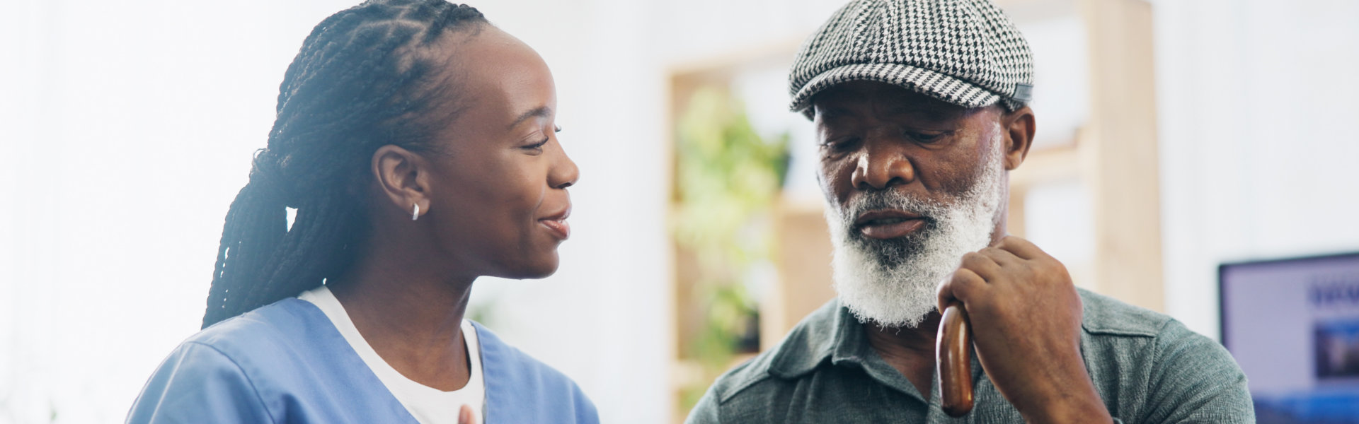 a caregiver with a patient