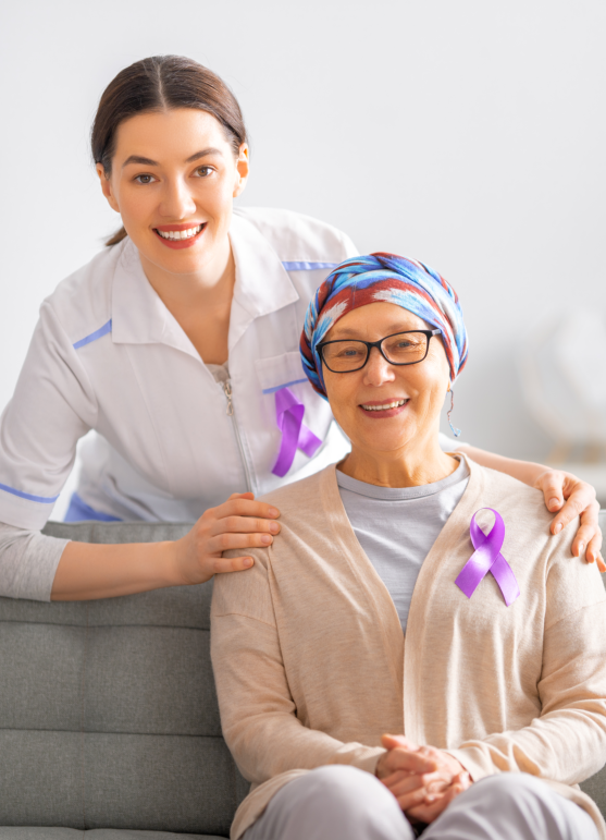 a caregiver and a patient