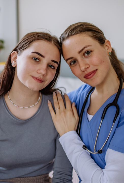 an elder with a caregiver