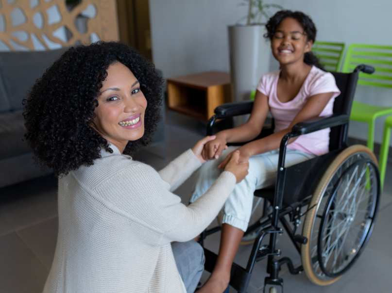 a child with a caregiver