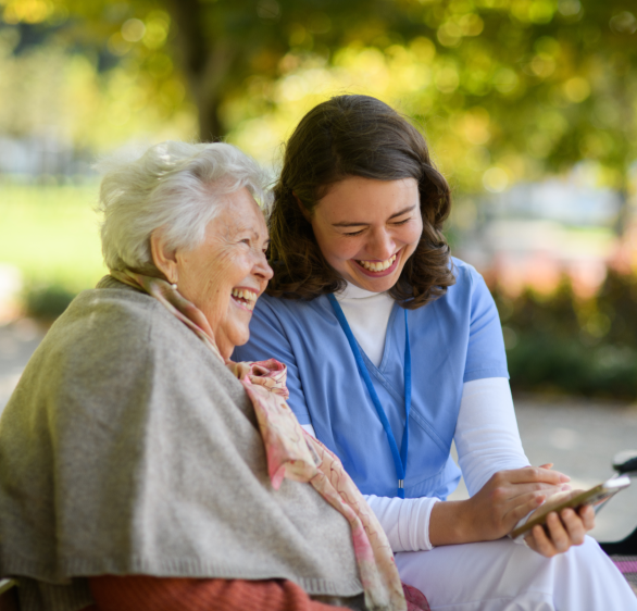 a caregiver with an elder