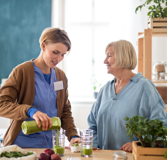 a caregiver with an elder
