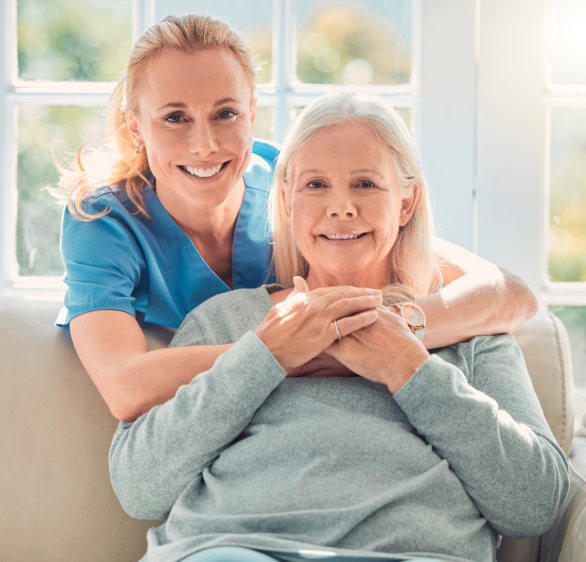 a caregiver with an elder