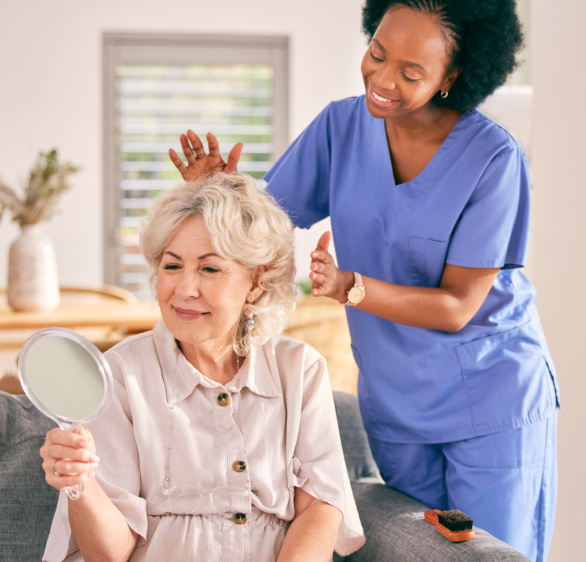 a caregiver with an elder
