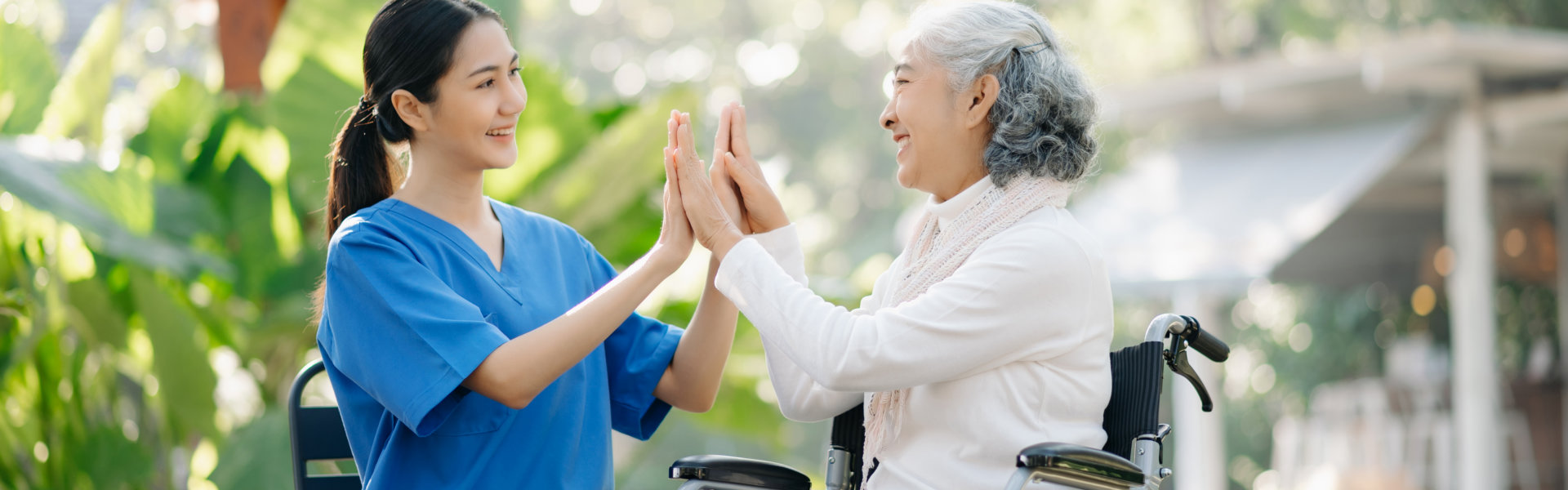 a caregiver with a patient