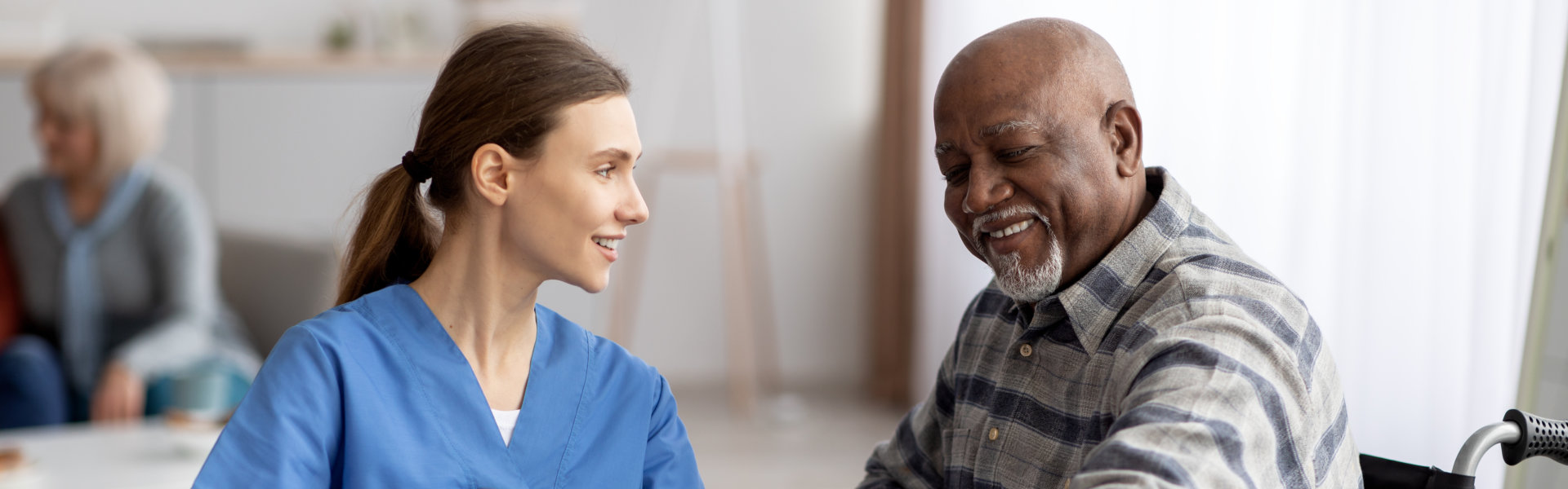 a caregiver with a patient
